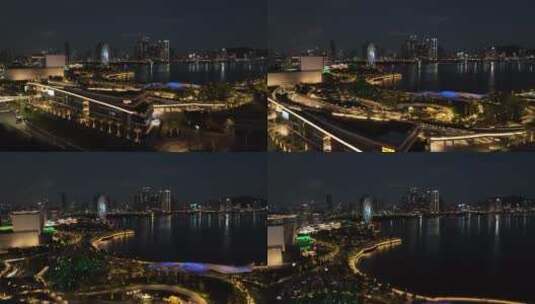 欢乐港湾前海夜景灯光高清在线视频素材下载
