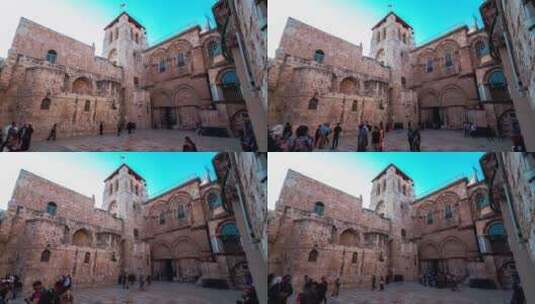 以色列圣墓大教堂延时摄影高清在线视频素材下载