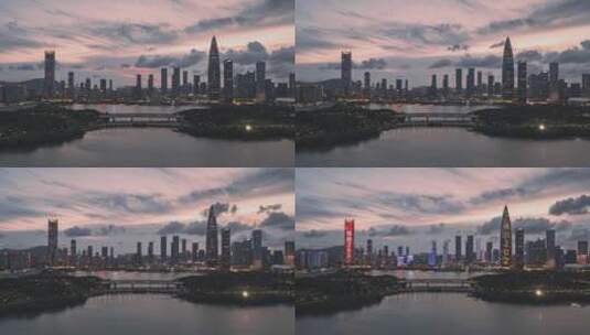 深圳后海人才公园夜景高楼延时高清在线视频素材下载