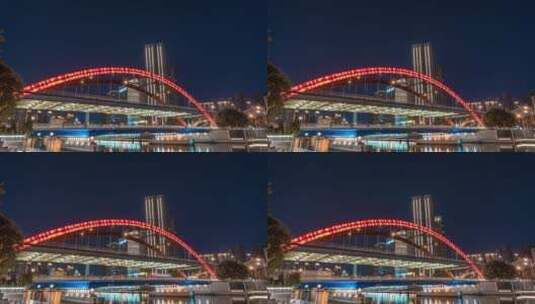 天津海河金刚桥夜景延时高清在线视频素材下载
