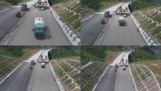 高速公路建设铺设路面洒水车保养路面高清在线视频素材下载