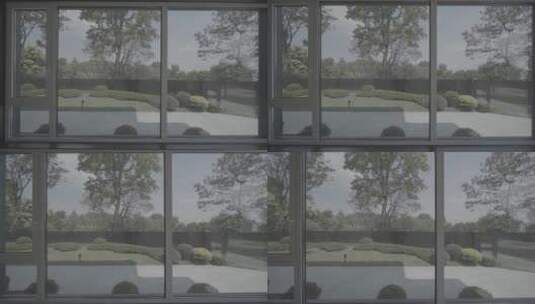玻璃墙外园林景观SLOG3高清在线视频素材下载