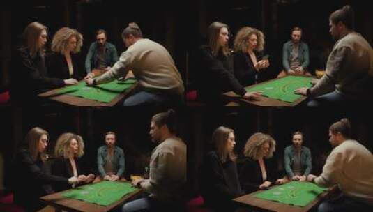 桌子前打扑克的异性朋友高清在线视频素材下载