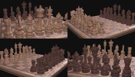 国际象棋棋盘上的棋子特写高清在线视频素材下载