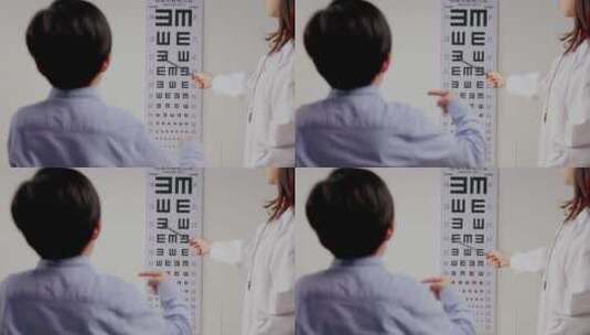 医生给小男孩测视力高清在线视频素材下载