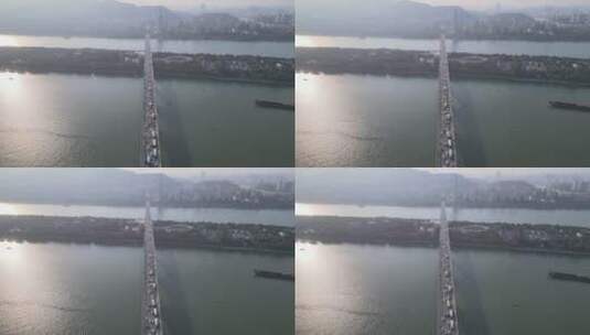 航拍长沙橘子洲大桥风光高清在线视频素材下载