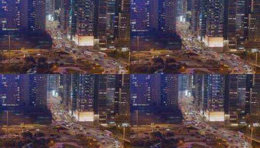香港城市夜景道路航拍高清在线视频素材下载