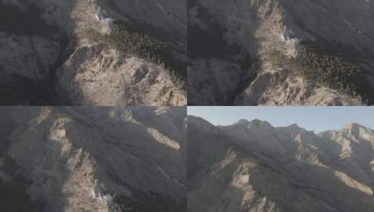 贺兰山区山脉航拍俯拍阳光地形山上景观自然高清在线视频素材下载