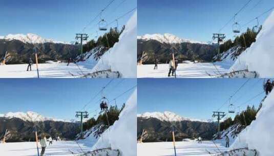 人们在山上滑雪高清在线视频素材下载