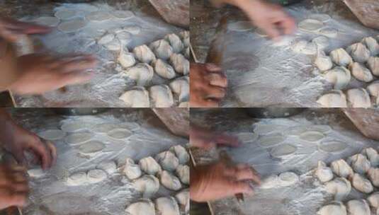 饺子包饺子擀面皮过年冬至4K素材高清在线视频素材下载