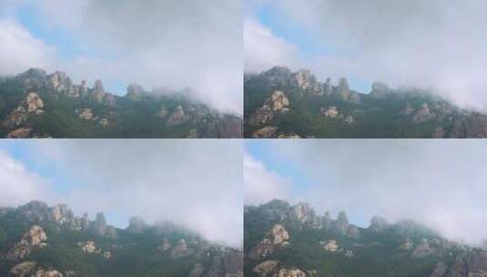 航拍青岛崂山巨峰自然风光高清在线视频素材下载