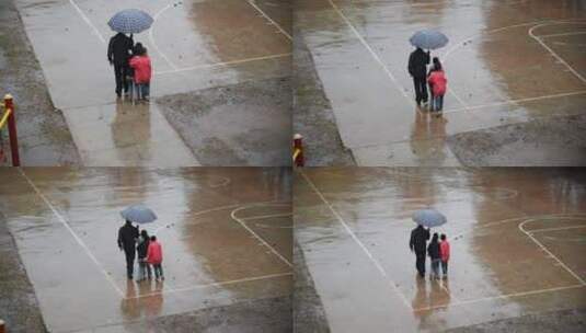 老师学生雨天打伞高清在线视频素材下载