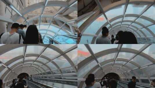 深圳地铁视频深圳北站自动扶梯人流高清在线视频素材下载