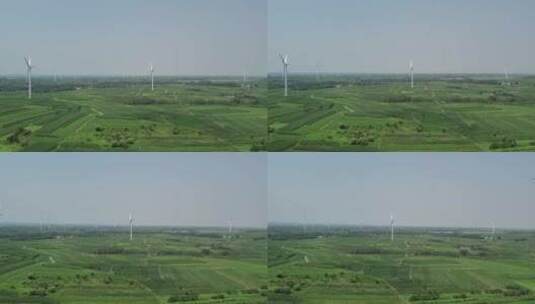 4k  航拍户外涡轮风力发电机设备高清在线视频素材下载