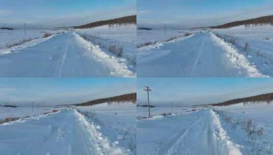 冬季山区冰雪道路山路雪路高清在线视频素材下载