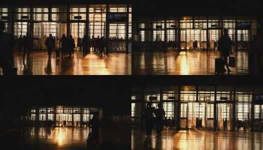 夕阳下的高铁站进站口4k视频素材高清在线视频素材下载