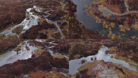湿地滩涂泥泞沼泽航拍高清在线视频素材下载