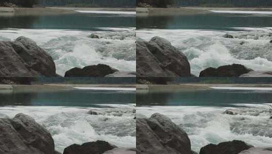 河流冲击岩石慢动作拍摄高清在线视频素材下载