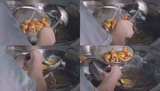 广东乳鸽热油浇在鸽子肉上高清在线视频素材下载