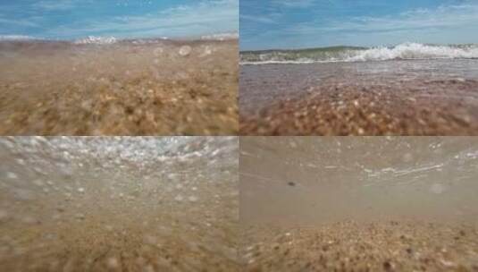 岸边  海浪冲到沙滩  第一视角高清在线视频素材下载