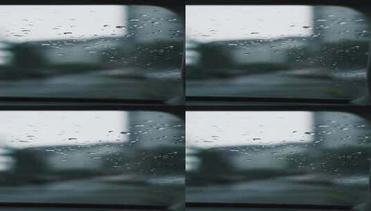 竖屏汽车车窗玻璃雨珠高清在线视频素材下载