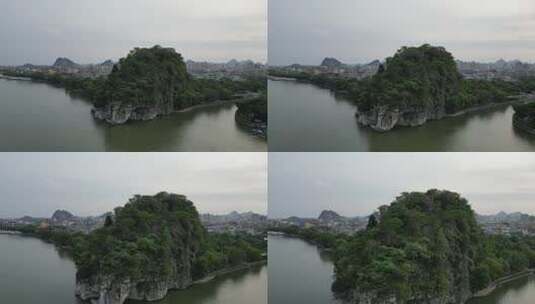 广西桂林象鼻山5A景区航拍高清在线视频素材下载