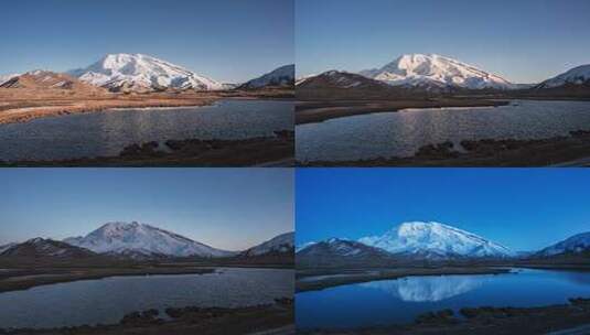 新疆喀什慕士塔格峰日转夜光影延时高清在线视频素材下载