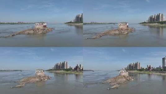 湖北省鄂州市观音阁环绕航拍视频高清在线视频素材下载