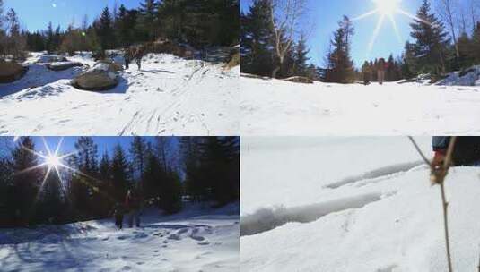 登山 雪山攀登 徒步登雪山 攀登 雪中行走高清在线视频素材下载