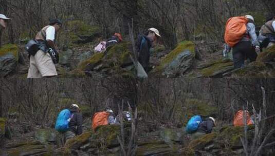 虎跳峡徒步旅行云南大凉山高山高清在线视频素材下载