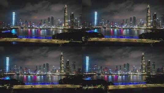 深圳夜景灯光秀高清在线视频素材下载