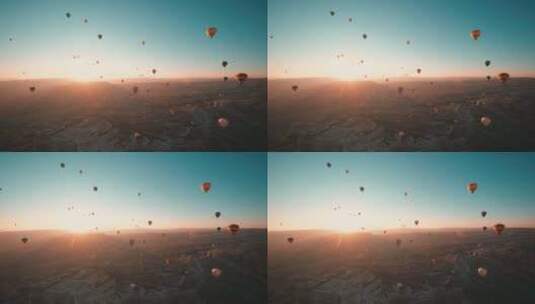 阳光下的飞行的热气球高清在线视频素材下载