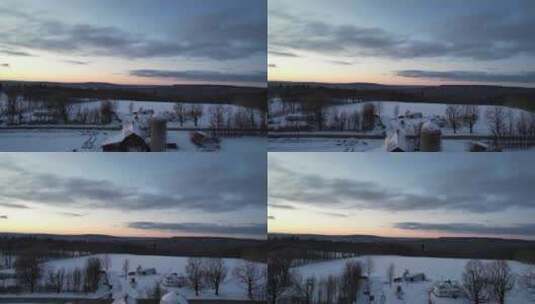 航拍乡村冬季景观高清在线视频素材下载