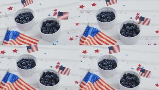 碗里的蓝莓和美国国旗高清在线视频素材下载