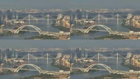 中国广东省广州市珠江大型桥梁高清在线视频素材下载
