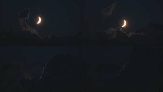 时光流逝夜晚云中美丽的月亮高清在线视频素材下载