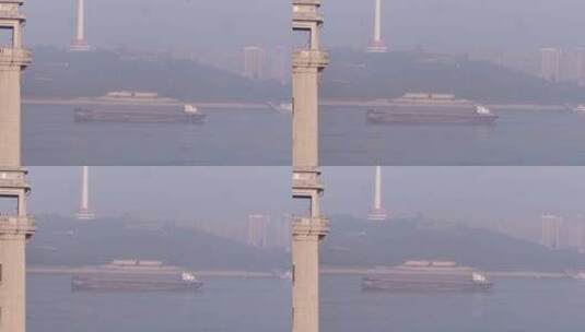 地拍武汉长江货轮高清在线视频素材下载