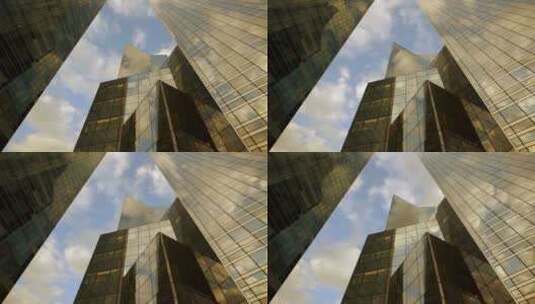 玻璃窗的高楼大厦云彩流动的光影延时高清在线视频素材下载