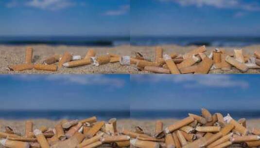 沙滩上的烟头高清在线视频素材下载