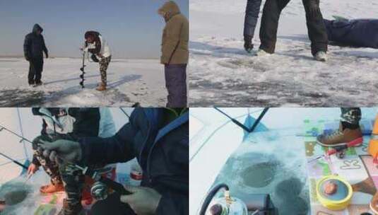 冬季 钓鱼 冰钓高清在线视频素材下载