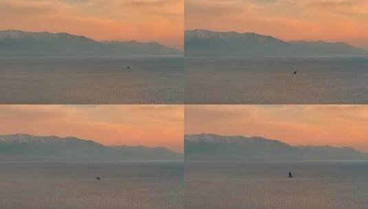 【正版4K素材】航拍新疆赛里木湖黄昏高清在线视频素材下载
