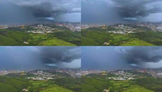 航拍昆明城市暴雨高清在线视频素材下载