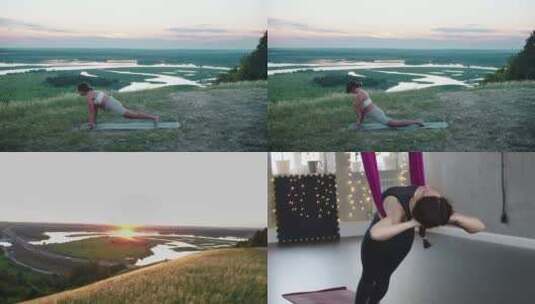 【合集】年轻女生练习瑜伽高清在线视频素材下载