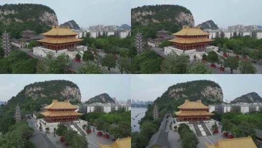 广西柳州文庙航拍高清在线视频素材下载