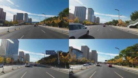 4K实拍第一视角城市道路行驶车窗外风景高清在线视频素材下载