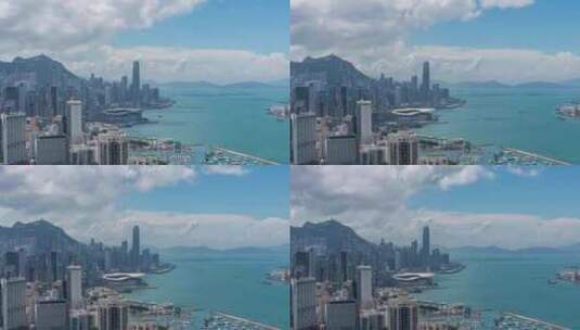香港蓝天白云4k延时高清在线视频素材下载