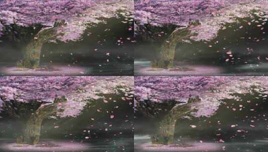 桃花树飘桃花高清在线视频素材下载