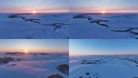 航拍内蒙古雪域雪原风光合集高清在线视频素材下载