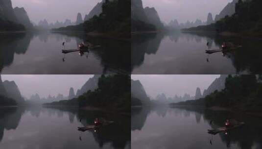 桂林山水如画渔翁倒影美丽的风光高清在线视频素材下载