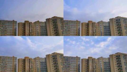 云卷云舒城市建筑高清在线视频素材下载